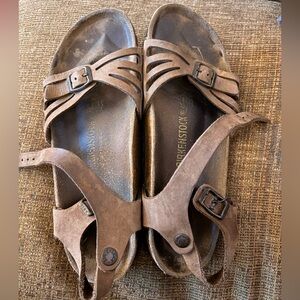 Birkenstock Tan Leather Strappy Sandals